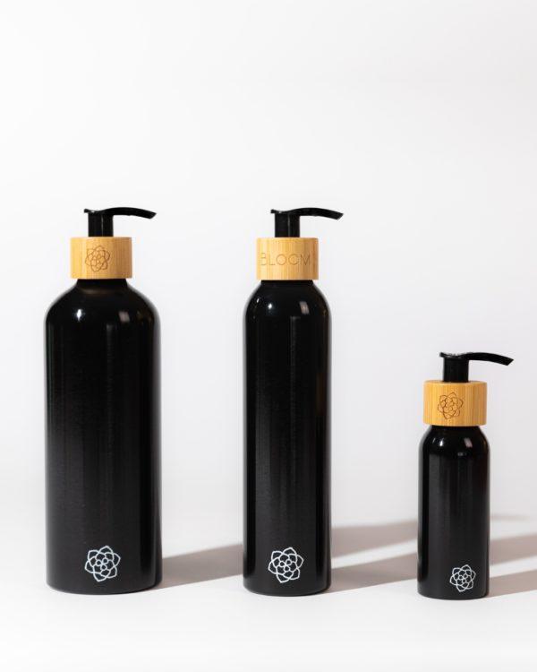 Black refillable soap dispenser set 100ml-300ml-and-500ml