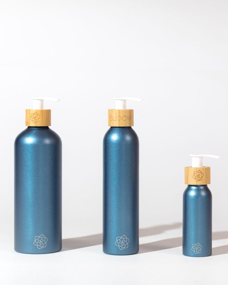 Blue refillable soap dispenser set 100ml-300ml-and-500ml