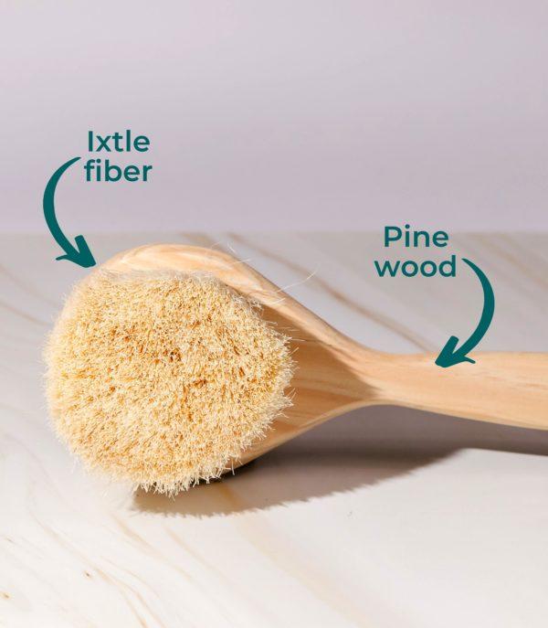 Exfoliating wooden bath brush