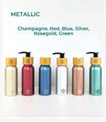 metallic travel toiletry bottles