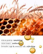 Natural soap for hands & body with organic oils, Swiss honey, and wheat protein. Hydrates, protects, and cleanses with a refreshing herbal fragrance.