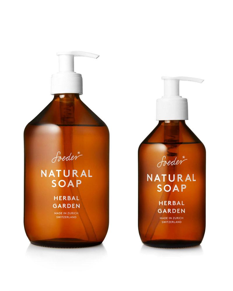 Natural soap for hands & body with organic oils, Swiss honey, and wheat protein. Hydrates, protects, and cleanses with a refreshing herbal fragrance.