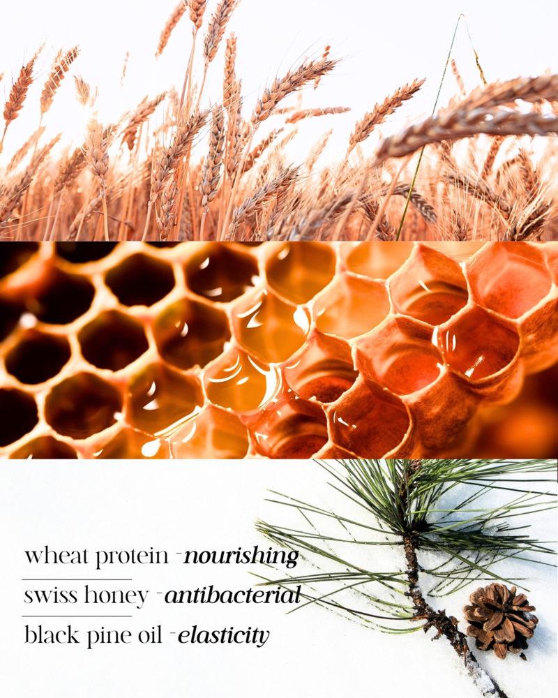 Natural soap for hands & body with organic oils, wheat protein, and Swiss honey. Hydrates, protects, and cleanses with a luxurious fragrance.